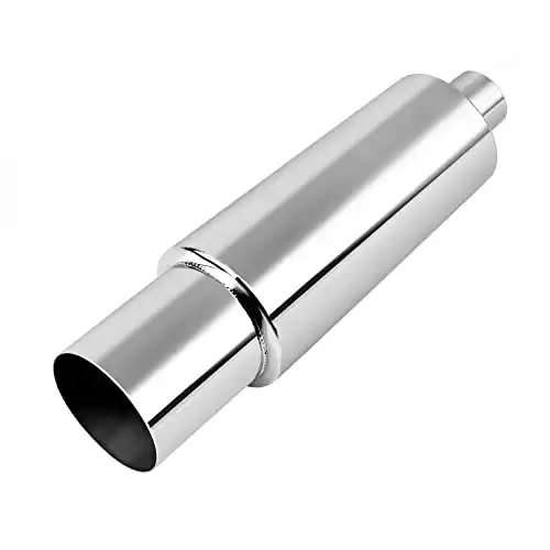 EVIL ENERGY Exhaust Muffler, Stainless Steel Exhaust Tip, Universal 18.5" Length (Non Burnt, 2.5'' Inlet 4'' Outlet)