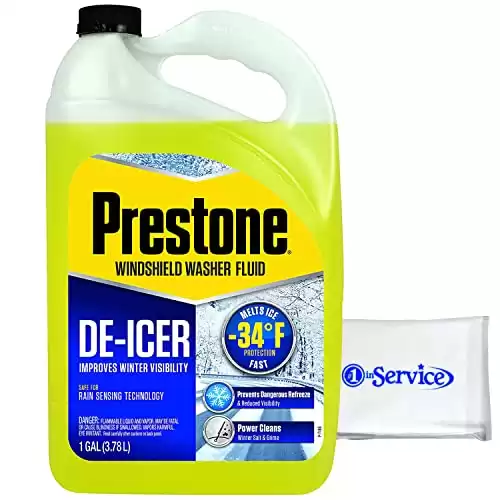 Prestone AS253 De-Icer Windshield Washer Fluid, Freeze Protection up to -34 F, 1 Gallon with Number 1 in Service Tissue Pack