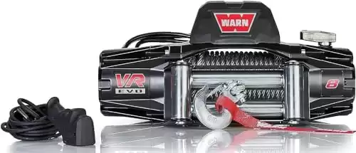 WARN 103250 VR EVO 8 Electric 12V DC Winch with Steel Cable Wire Rope: 5/16" Diameter x 90' Length, 4 Ton (8,000 lb) Pulling Capacity