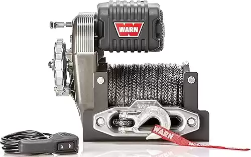 WARN 106175 M8274-S Winch with Spydura Synthetic Cable Rope: 3/8" Diameter x 150' Length, 5 Ton (10,000 lb) Pulling Capacity, Gray