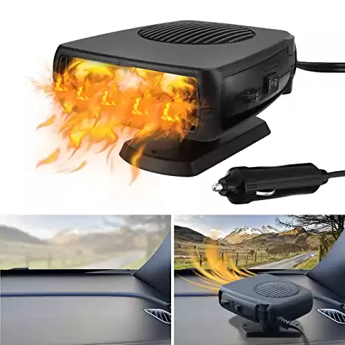 Car Heater, 12V 150W Portable Car Demister Windshield Defogger and Defroster Fast Heating&Cooling Fans with Cigarette Lighter Plug/Ergonomic Handheld/360 Rotary Base for Car, SUV, Jeeps, Trucks, M...