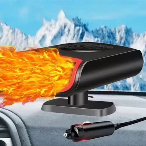 12V Car Heater - Portable Windshield Defogger and Defroster 150W Fast Heating & Cooling Fans with Cigarette Lighter Plug